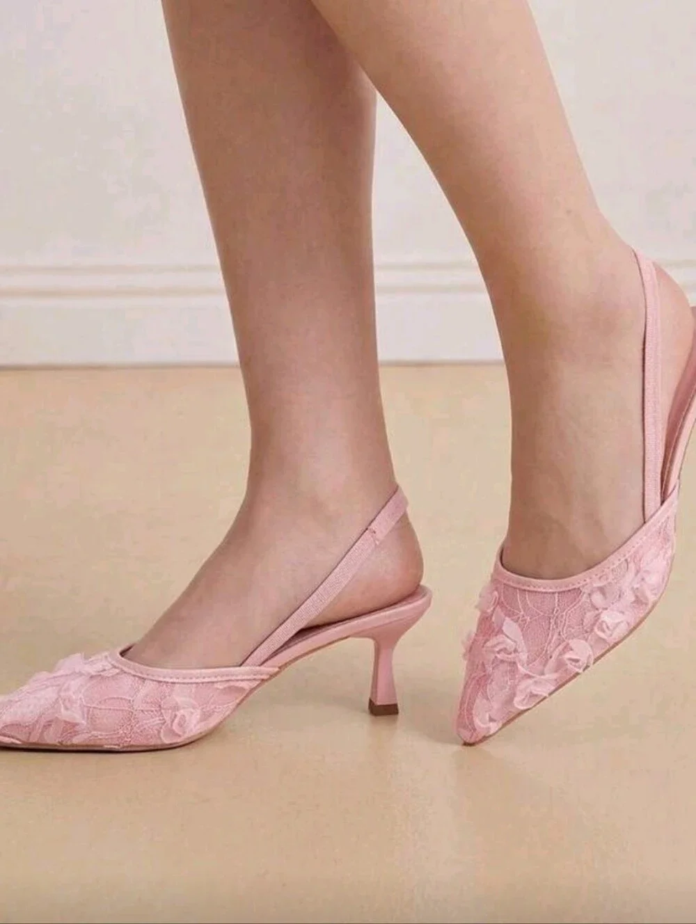 Women's 2-Way Wear Mesh Floral Closed Toe Sandals, 7cm Stiletto High Heel
